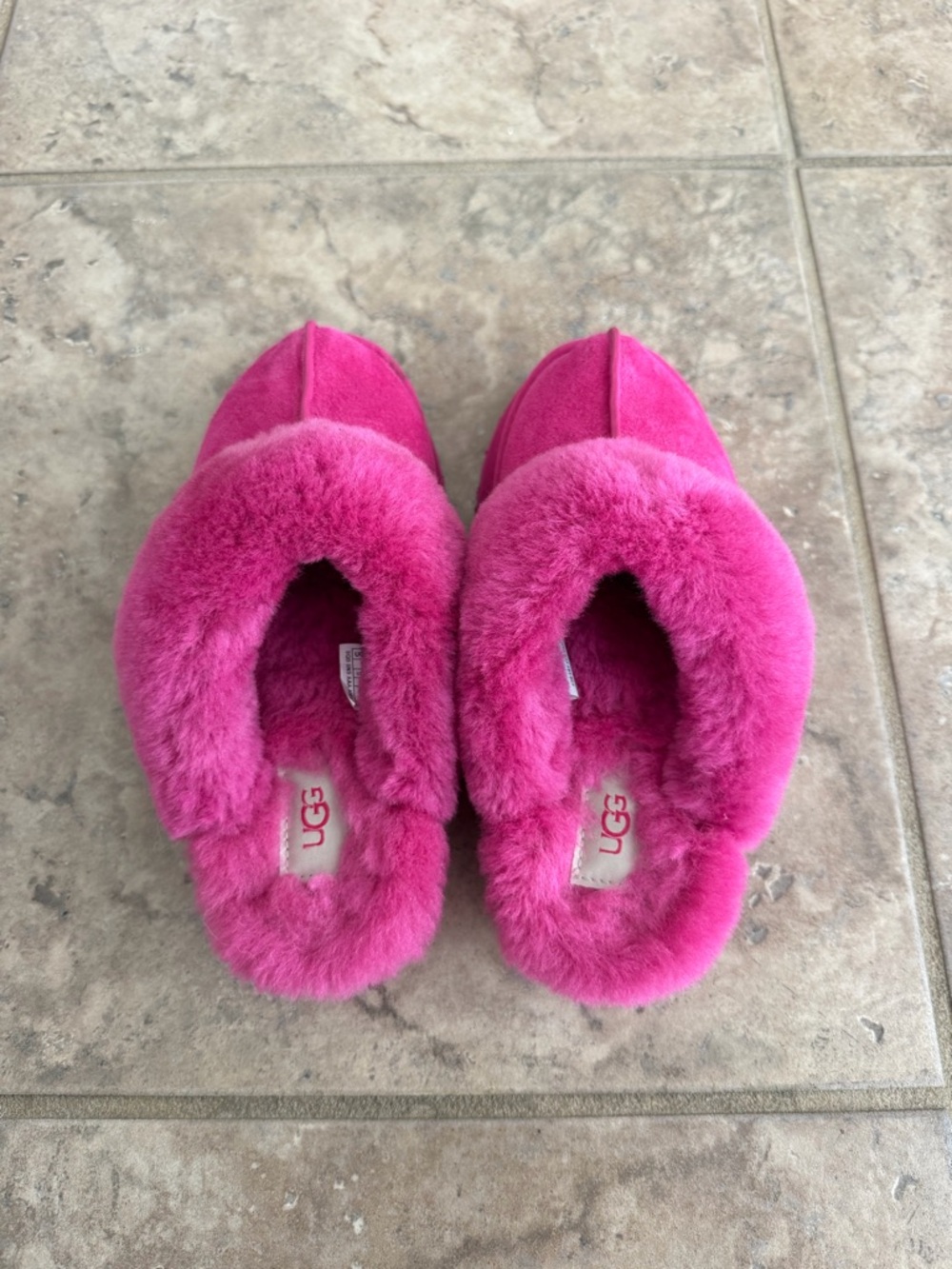 UGG Pink Plush Sheepskin Slippers